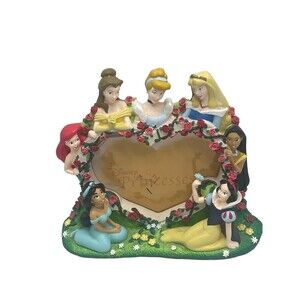 Disney Princess Picture Frame Heart Shape Roses Ariel Belle Jasmine Aurora Snow